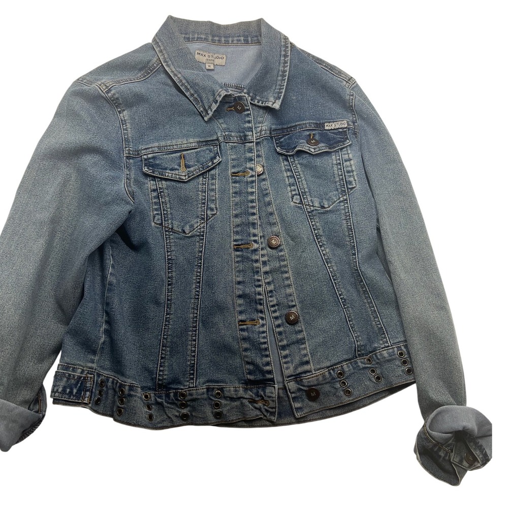 Max Studio Jeans Denim Jacket Women's‎ XL Blue Jean Jacket